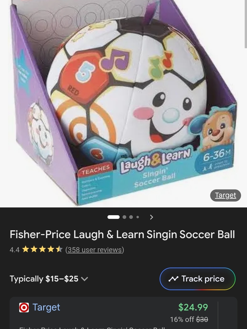 Fisher-Price Laugh & Learn Singin' Soccer Ball - White & Multicolor